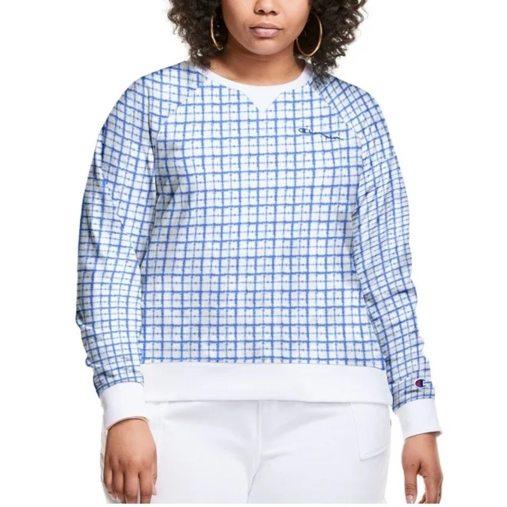 Champion Women's Tie‎ Dye Plaid Crop Crewneck Sweatshirt 3X NEW W/O TAGS